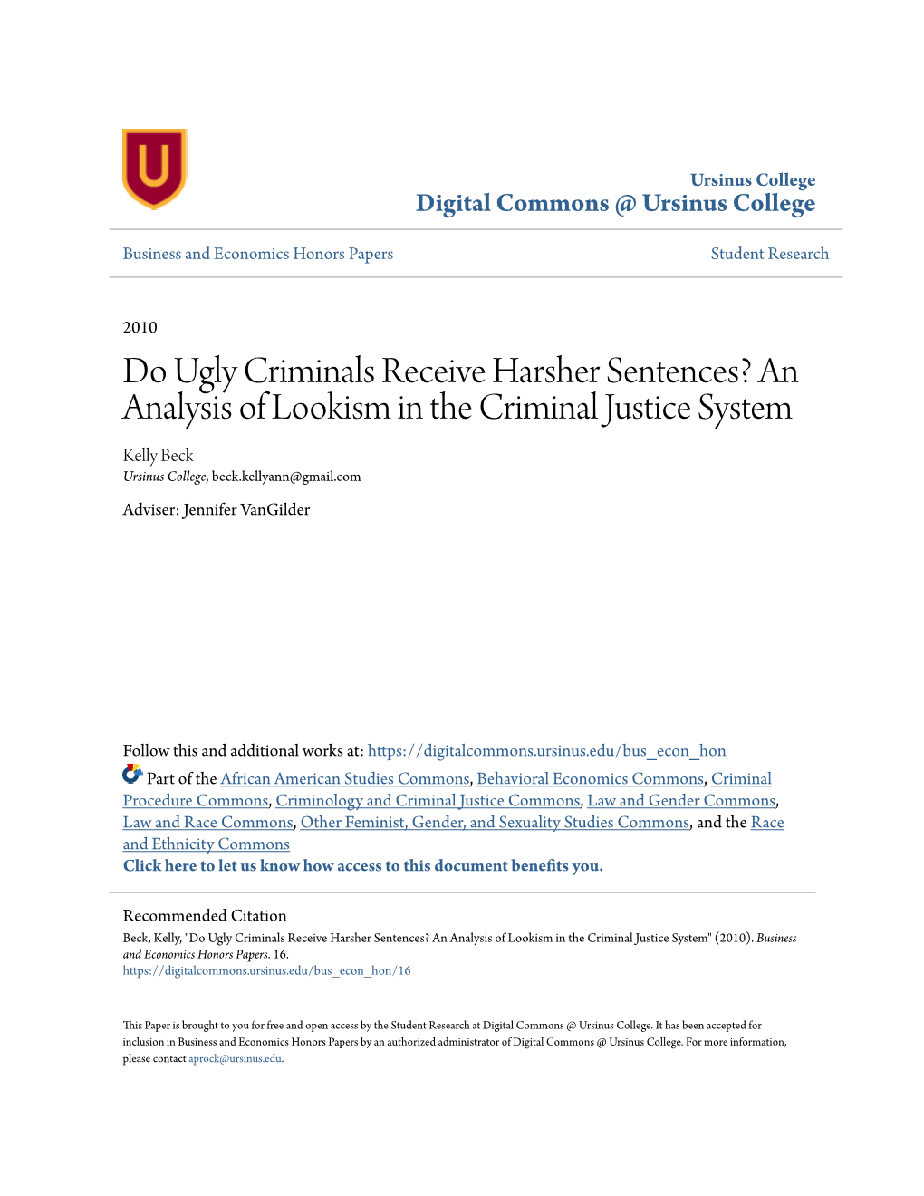 Do Ugly Criminals Receive Harsher Sentences? an Analysis of Lookism