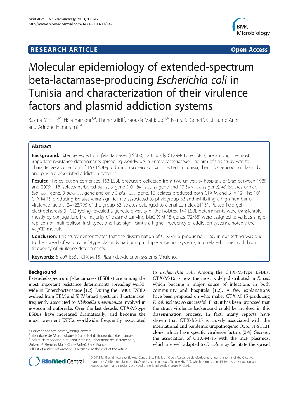 Molecular Epidemiology of Extended-Spectrum Beta-Lactamase