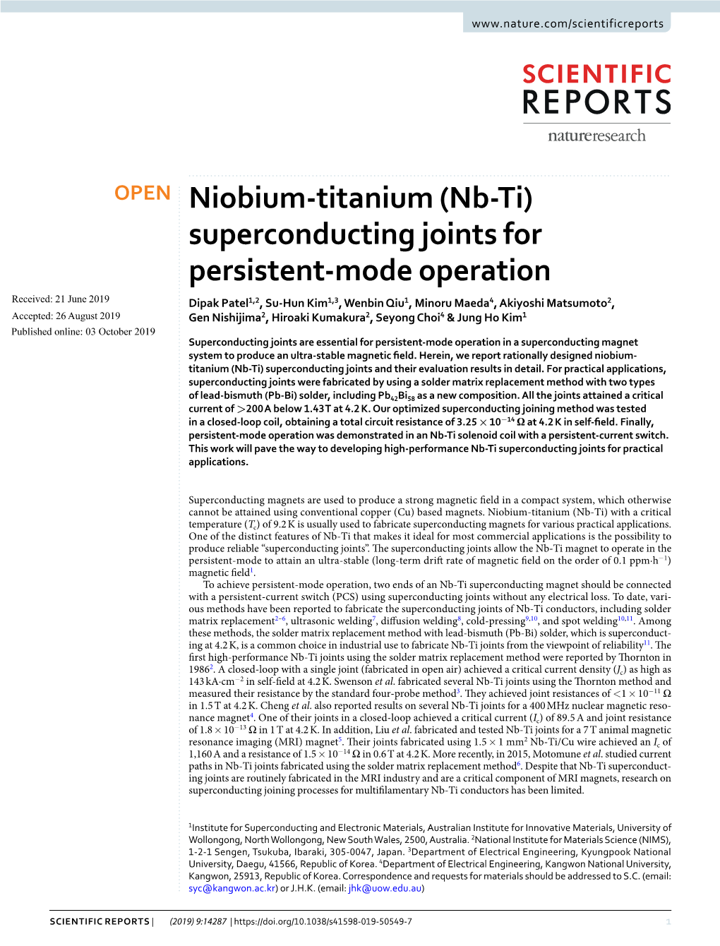 (Nb-Ti) Superconducting Joints for Persistent-Mode Operation