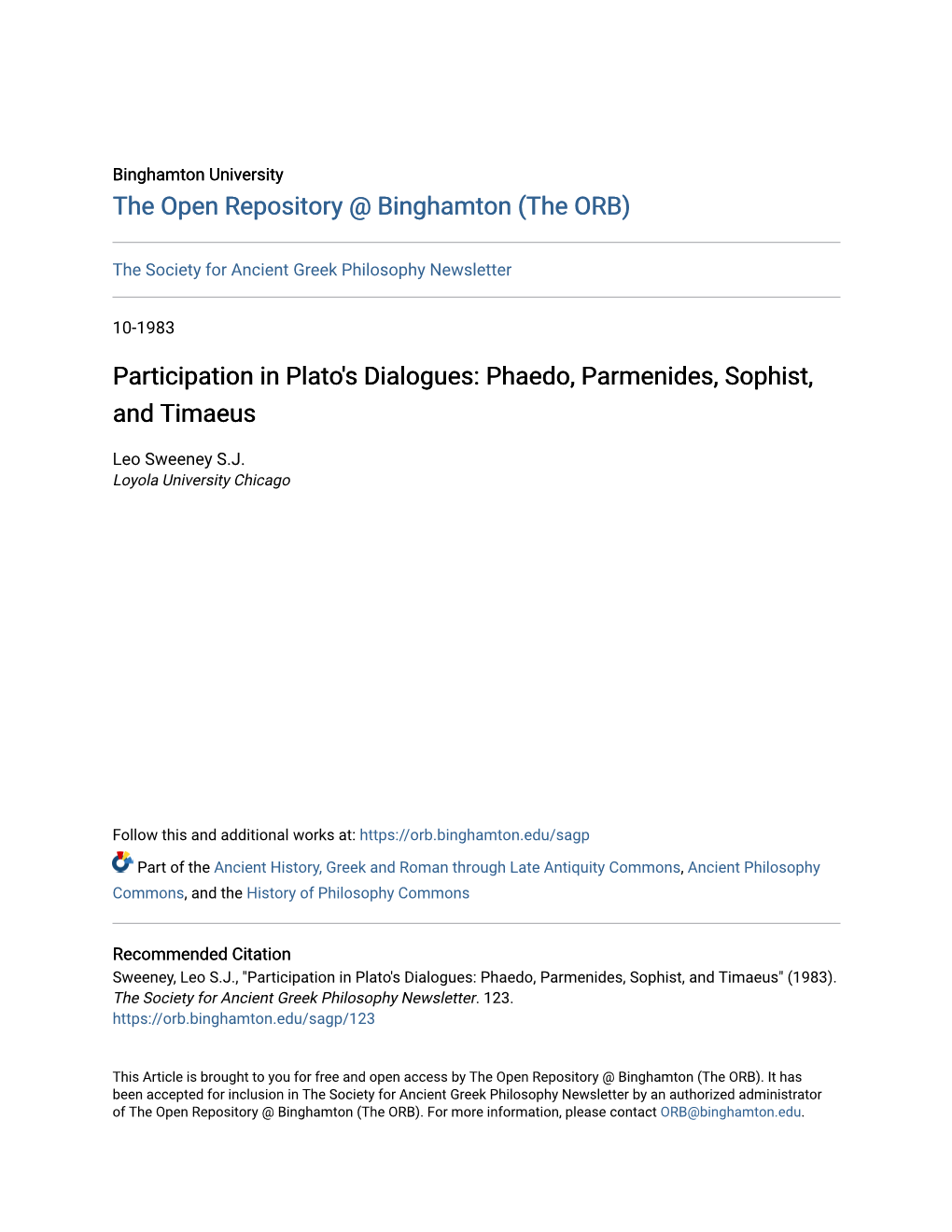 Participation in Plato's Dialogues: Phaedo, Parmenides, Sophist, and Timaeus