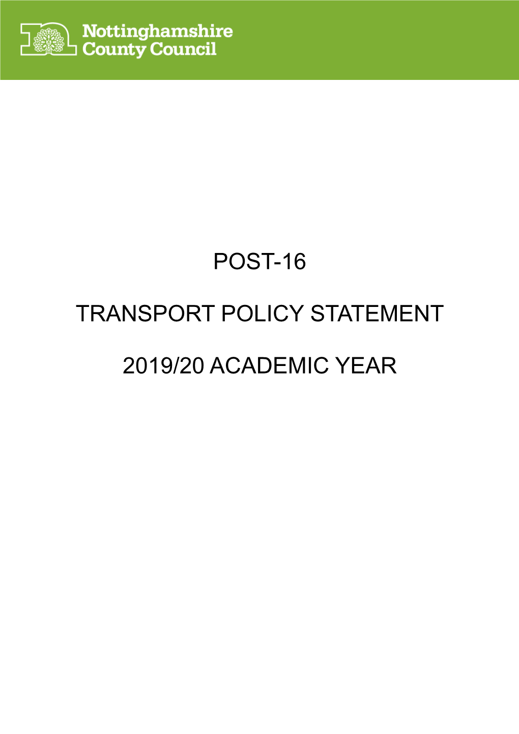 Post 16 Transport Policy Statement 2019