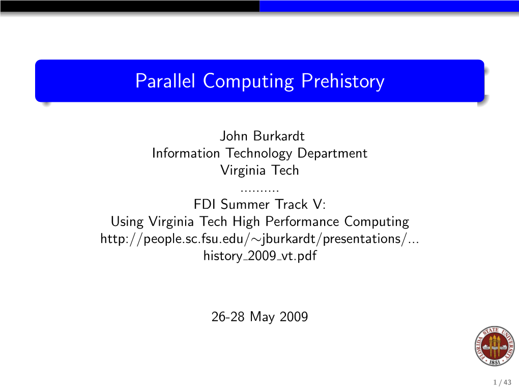 Parallel Computing Prehistory