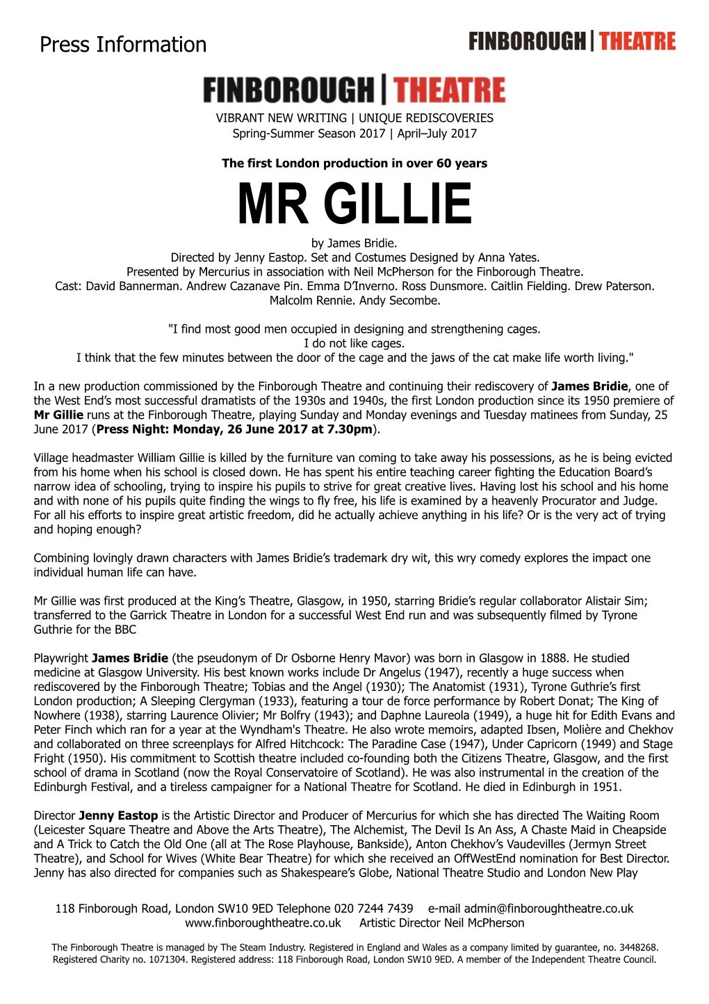 MR GILLIE by James Bridie