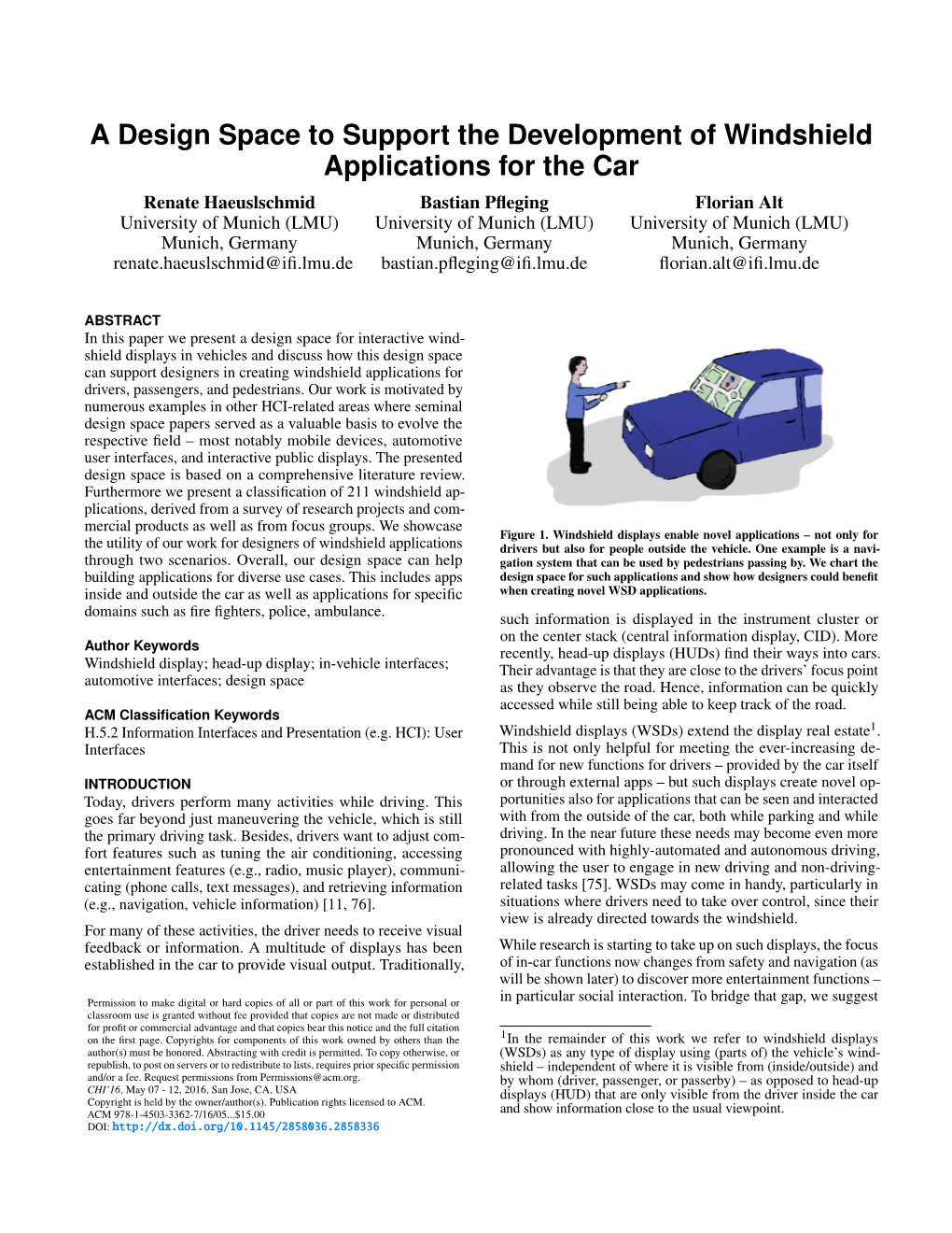 A Design Space to Support the Development of Windshield