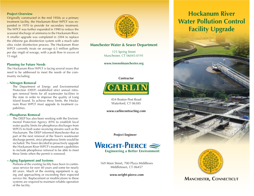 Hockanum River Water Pollution Control Facility Upgrade