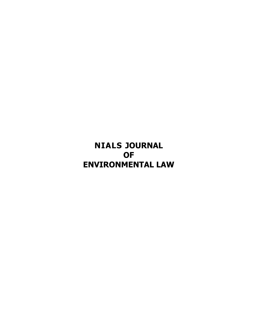 Nials Journal of Environmental Law