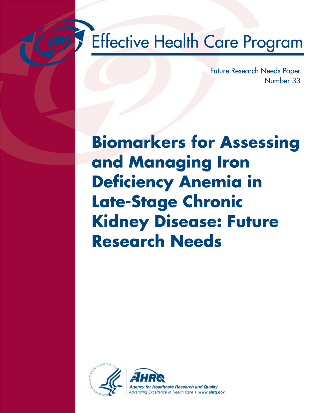 Biomarkers for Assessing and Managing Iron Deficiency Anemia in Late-Stage Chronic Kidney Disease: Future Research Needs Future Research Needs Paper Number 33
