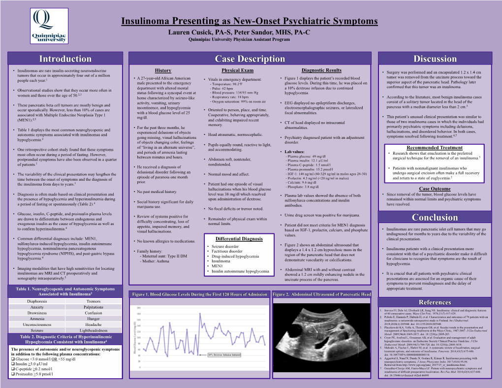 Insulinoma Presenting As New-Onset Psychiatric Symptoms Introduction