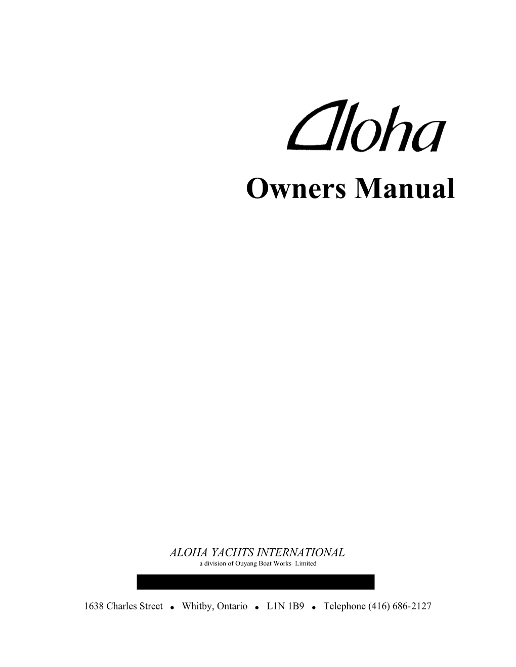 Aloha Owners Manual