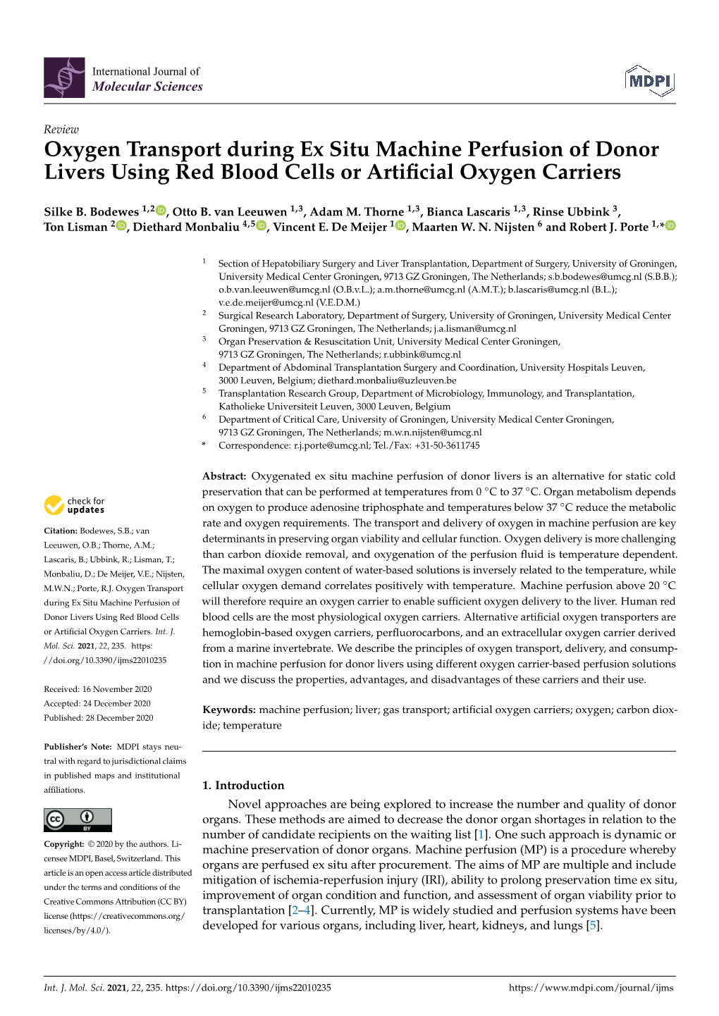 Oxygen Transport During Ex Situ Machine Perfusion of Donor Livers Using Red Blood Cells Or Artiﬁcial Oxygen Carriers