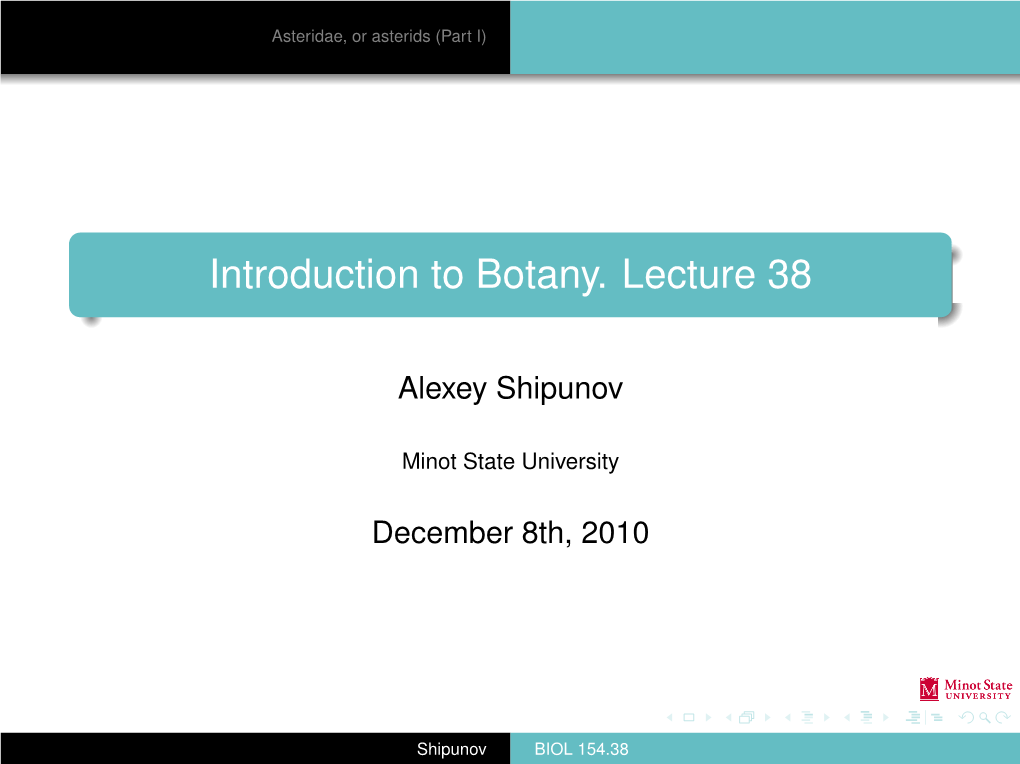 Introduction to Botany. Lecture 38