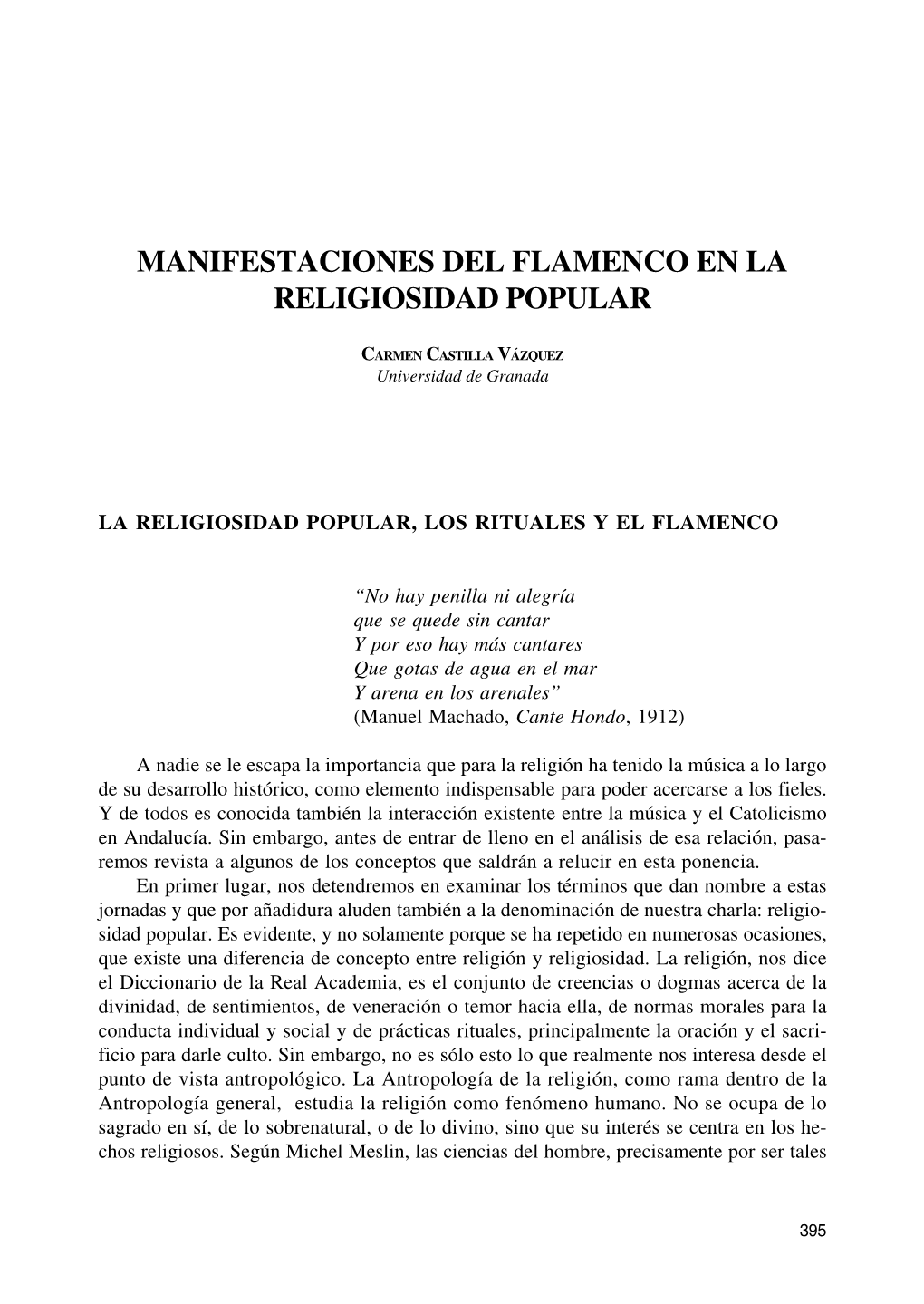 Manifestaciones Del Flamenco En La Religiosidad Popular