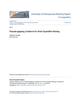 Pseudo-Gapping: Evidence for Overt Quantifier Raising