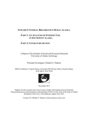 A Report of the Institute of Social and Economic Research University of Alaska Anchorage