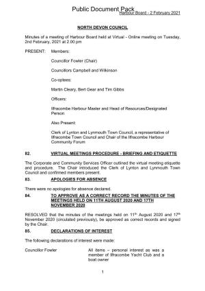 Minutes Document for Harbour Board