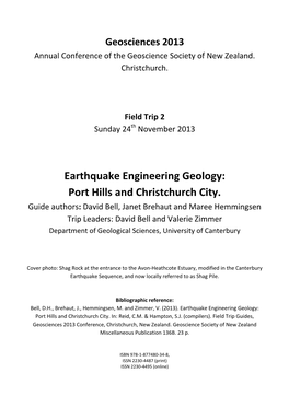 FT2 Earthquake Engineering Geology: Port Hills and Christchurch City