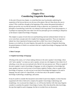 Chapter Five Considering Linguistic Knowledge