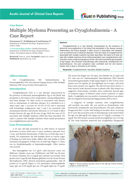 Multiple Myeloma Presenting As Cryoglobulinemia - a Case Report