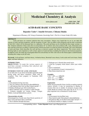 Medicinal Chemistry & Analysis
