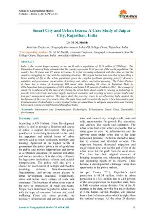 Smart City and Urban Issues: a Case Study of Jaipur City, Rajasthan, India