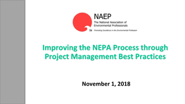 Improving the NEPA Process Through Project Management Best Practices