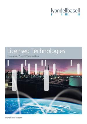 Licensed Technologies Innovative | Proven | Value-Adding