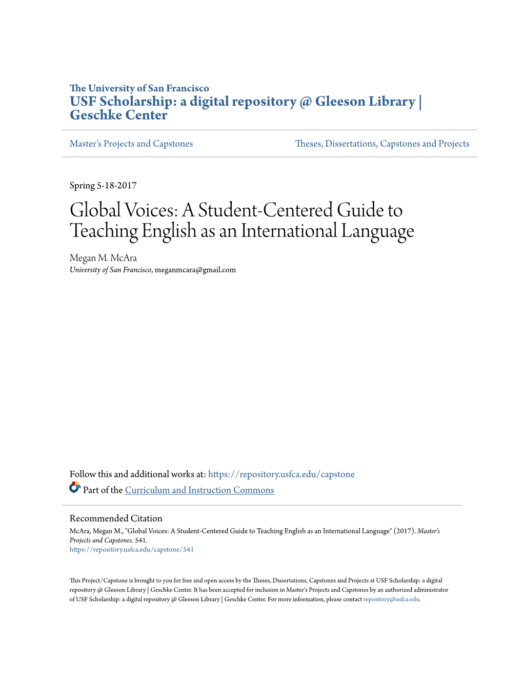Global Voices: a Student-Centered Guide to Teaching English As an International Language Megan M