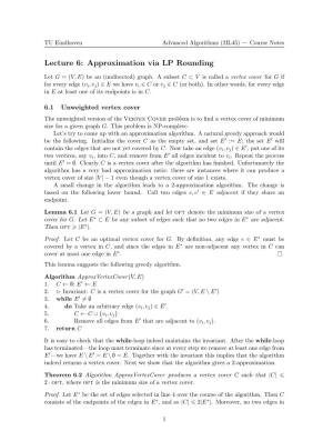 Lecture 6: Approximation Via LP Rounding
