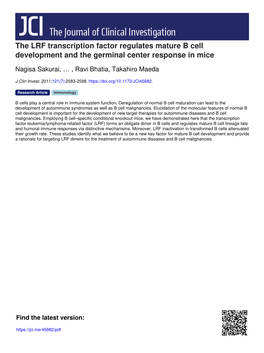 The LRF Transcription Factor Regulates Mature B Cell Development and the Germinal Center Response in Mice