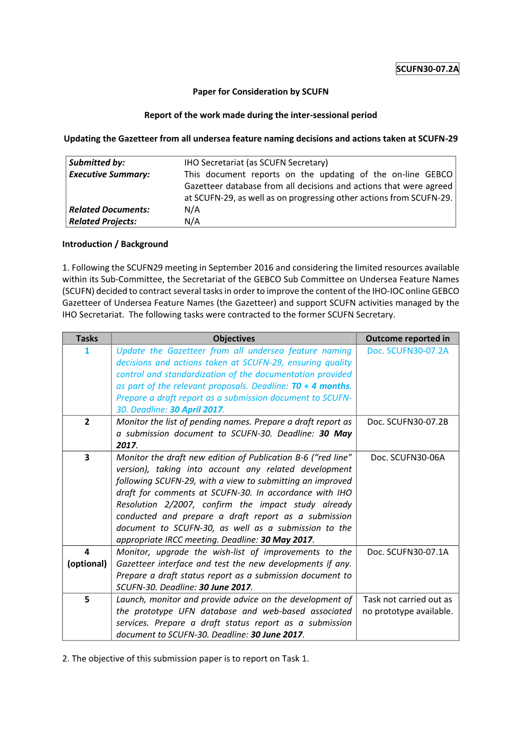 SCUFN30-07.2A Paper for Consideration by SCUFN Report Of