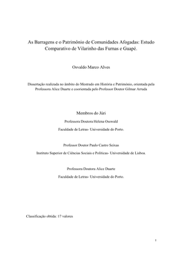 As Barragens E O Patrimônio De Comunidades Afogadas: Estudo Comparativo De Vilarinho Das Furnas E Guapé