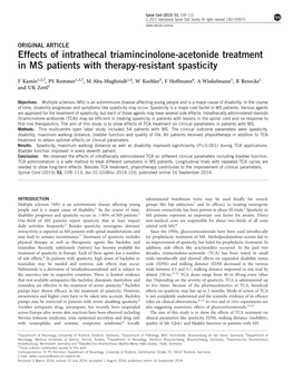 Effects of Intrathecal Triamincinolone-Acetonide Treatment in MS Patients with Therapy-Resistant Spasticity