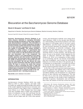 Biocuration at the Saccharomyces Genome Database