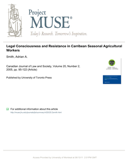 Legal Consciousness and Resistance in Carribean Seasonal Agricultural Workers