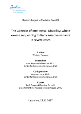 The Genetics of Intellectual Disability: Whole Exome Sequencing to Find Causative Variants in Severe Cases