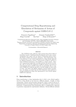 Computational Drug Repositioning and Elucidation of Mechanism of Action of Compounds Against SARS-Cov-2