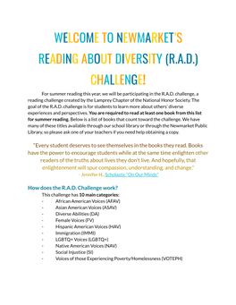 R.A.D. Challenge Book List