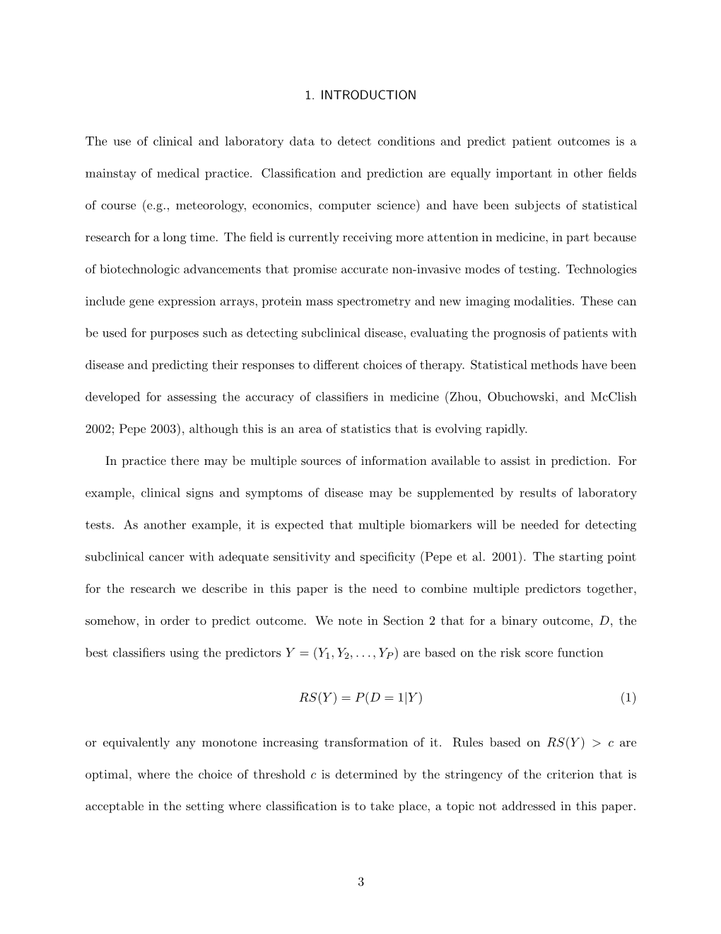 1. INTRODUCTION the Use of Clinical and Laboratory Data to Detect