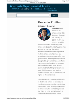 Wisconsin Department of Justice Executive Profiles
