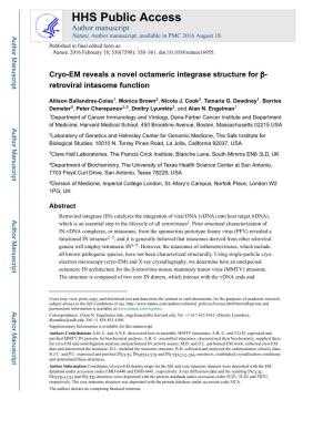 Cryo-EM Reveals a Novel Octameric Integrase Structure for Β-Retroviral