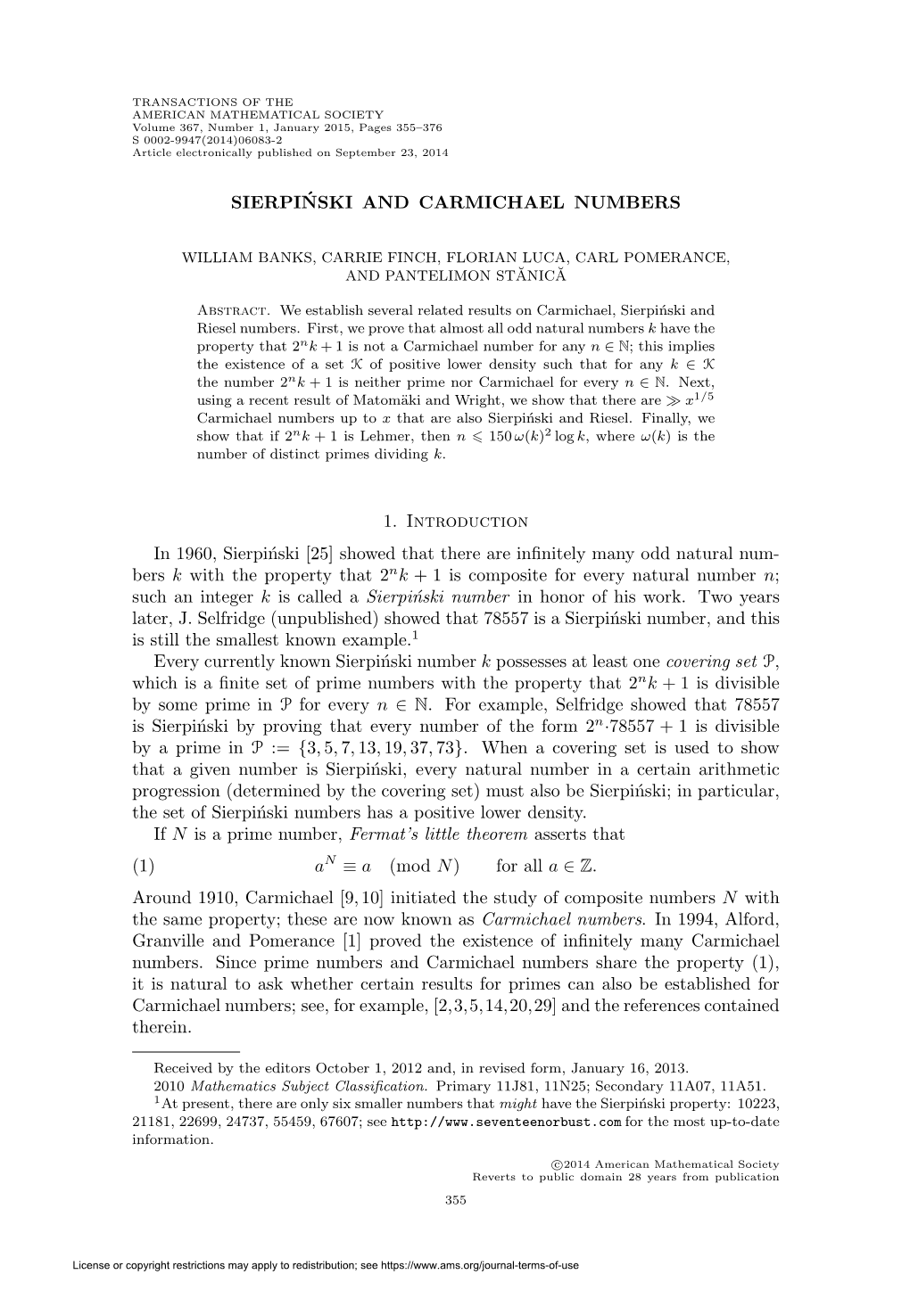 Sierpiński and Carmichael Numbers