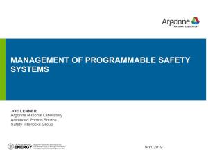 Management of Programmable Safety Systems