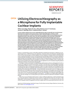 Utilizing Electrocochleography As a Microphone for Fully Implantable Cochlear Implants William Jason Riggs, Meghan M