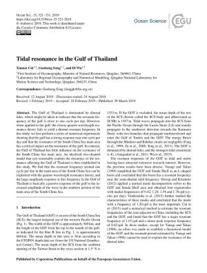 Tidal Resonance in the Gulf of Thailand