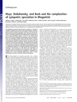 Mayr, Dobzhansky, and Bush and the Complexities of Sympatric Speciation in Rhagoletis