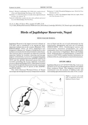 Birds of Jagdishpur Reservoir, Nepal Forktail 24: 115-119 (PDF, 70