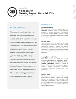 Voice Search Thinking Beyond Alexa, Q2 2019