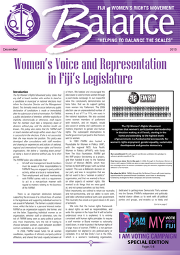 Women's Voice and Representation in Fiji's Legislature