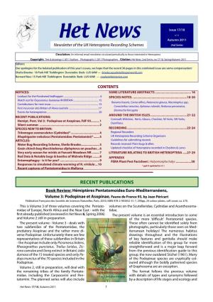 Autumn 2011 Newsletter of the UK Heteroptera Recording Schemes 2Nd Series