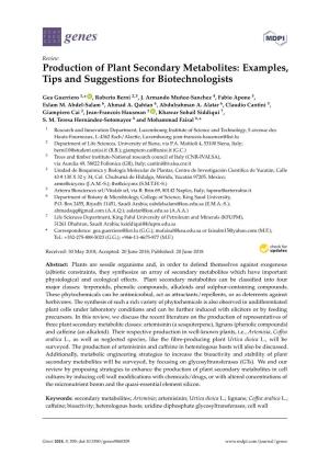 Production of Plant Secondary Metabolites: Examples, Tips and Suggestions for Biotechnologists